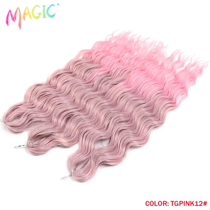 Magic Hair Synthetic Loose Deep Wave Braiding Hair Extensions 24 Inch Water Wave Braid Hair Ombre Blonde Twist Crochet Curly Hai