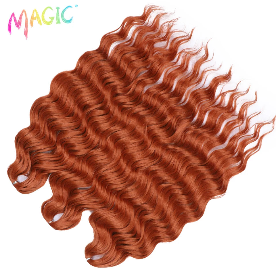 Magic Hair Synthetic Loose Deep Wave Braiding Hair Extensions 24 Inch Water Wave Braid Hair Ombre Blonde Twist Crochet Curly Hai