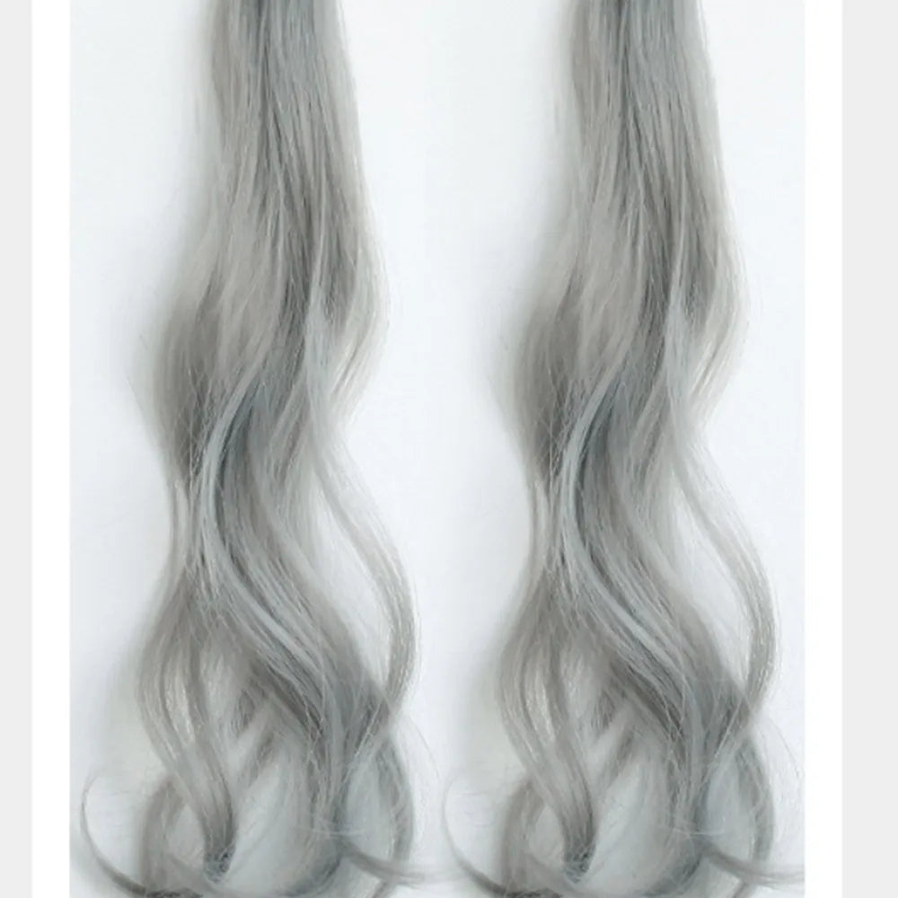 Synthetic Wigs 1 Pair 50Cm Fashion One-piece Slightly Curly Highlights Wig Natural Seamless Hair Accessories