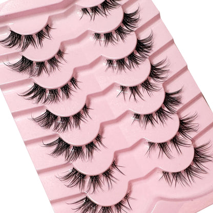 New 7Pairs Cat Eye Lashes Half Lashes Soft Natural Faux Mink Eyelashes Fake Lashes Natural Look Wispy Winged End Eye Elongated