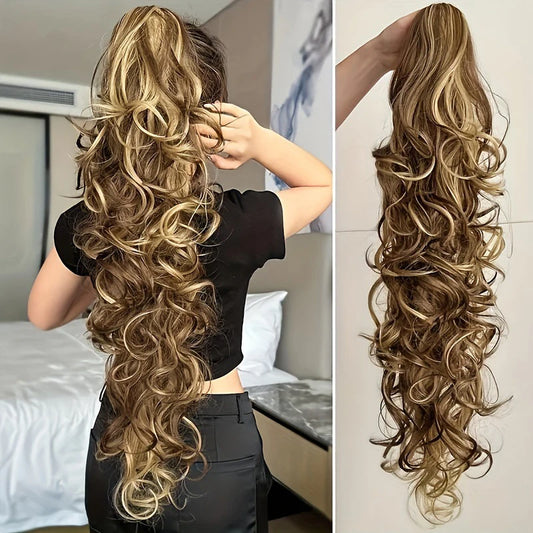 Ponytail Extensions 30'' Claw Clip Ponytail Long Curly Wavy Pony Tails Hair Extensions Synthetic Horse Tail Hairpiece for Women
