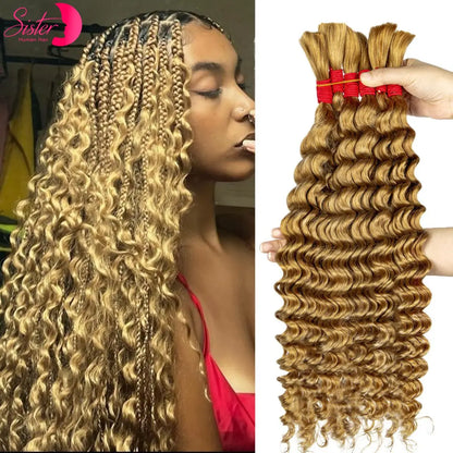 Deep Wave Bulk Human Hair for Boho Braids No Weft 100% Virgin Human Hair Bulk for Braiding Curly Extension Bundles for Women