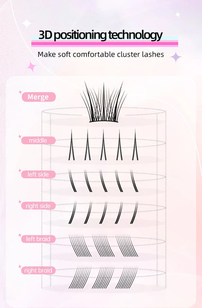 Yelix Self-adhesive Glue Free False Eyelashes Reusable DIY Segmented DIY Lashes Clusters No Glue Needed Natural Soft Lashes