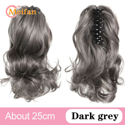 Ponytail Extension Synthetic Long Claw Curly Ponytail Mixed Blonde Clip in Hair Extension Natural Looking Hairpiece for Women