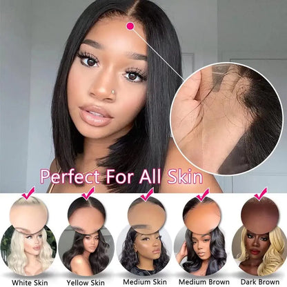 Glueless wigs  T Part Lace Front Wig 13*4 Lace Front Human Hair Wigs For Women  Closure Wigs 180 Density Short Straight Bob Wigs