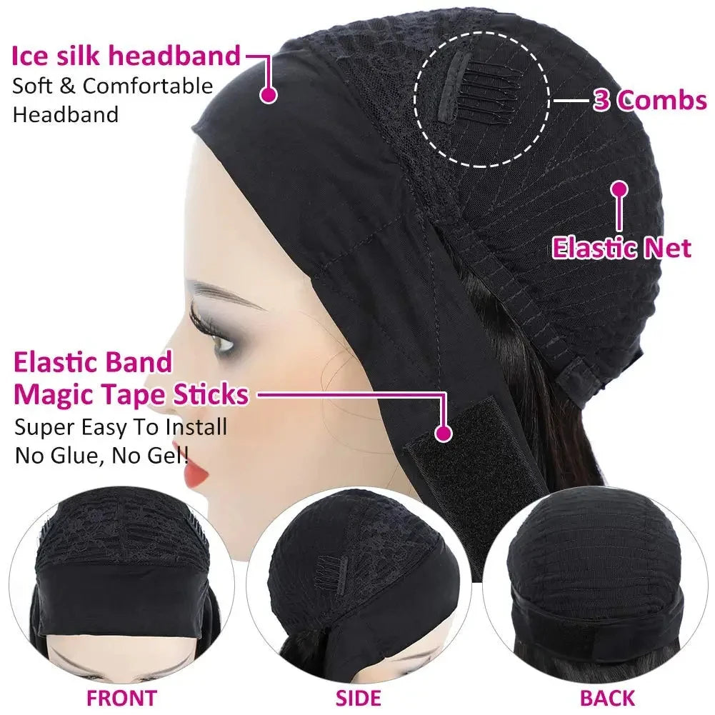 Headband Wig Human Hair Straight Brazilian Wigs With Head Band For Black Women Remy Full Machine Made