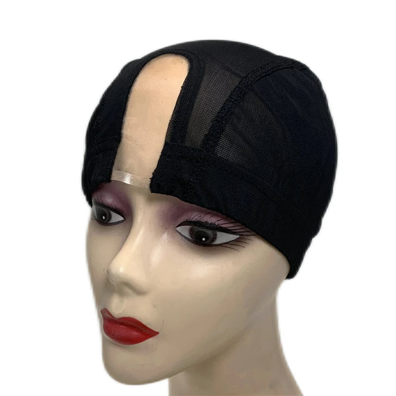 1PC 2X4 inch U part MONO/Lace Spandex Mesh Dome Wig Cap For Making wig Elastic Dome Mesh Cap small holes Dome caps for men women