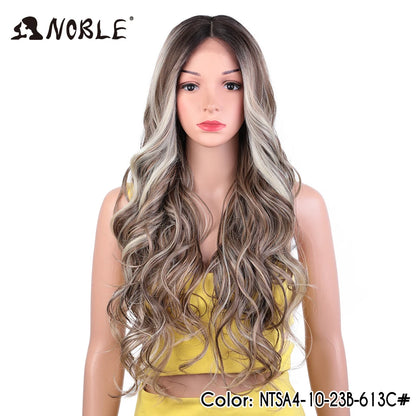 Noble Cosplay Lace Front Wig 30 Inch Lace  Long Wavy 360 0mbre Blonde Wig Red African American Synthetic Wigs For Black Women