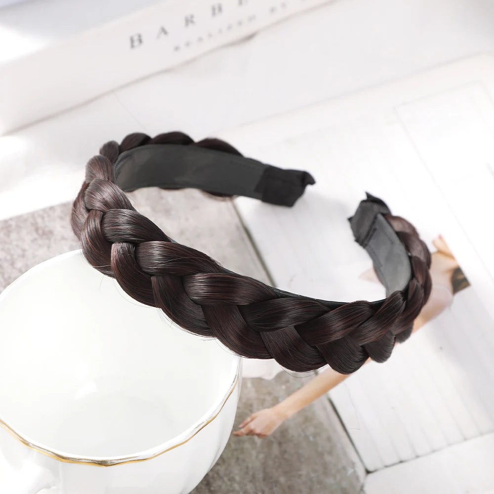 Braided Wig Headband Black Brown Fashion Hair Hoops Headband Ladies Girls Wash Face Hair Accessories Summer New Hair Bands