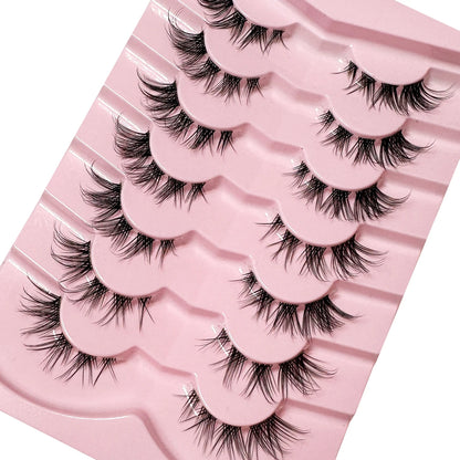 New 7Pairs Cat Eye Lashes Half Lashes Soft Natural Faux Mink Eyelashes Fake Lashes Natural Look Wispy Winged End Eye Elongated