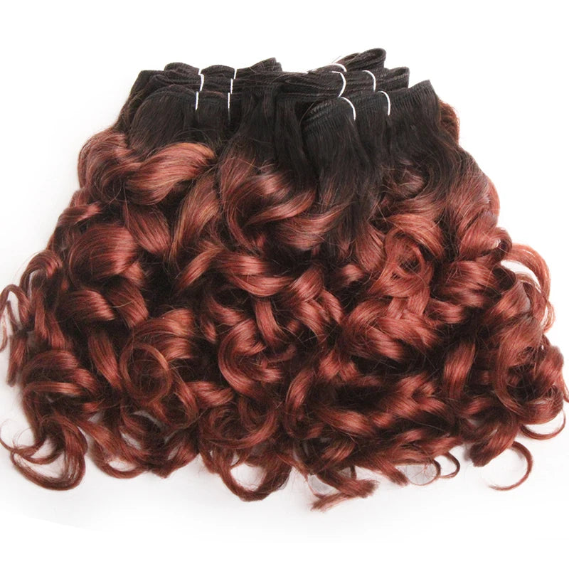 Human Hair Bundles 6 Bundles Ombre Bouncy Curl Bundles For Women Natural Brazilian Hair Weaves 200G For A Full Head Blonde T1B30