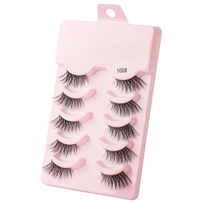 Manga Lashes 5 Pairs Anime Cosplay Faux Mink Lashes Korean Natural short Full Strip Lashes Clear Band Soft Eyelashes Extension