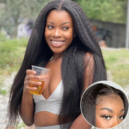 Synthetic 10-30inch Kinky Straight U Part Wig V Part Wig Yaki Straight Wigs for Women Daily Use