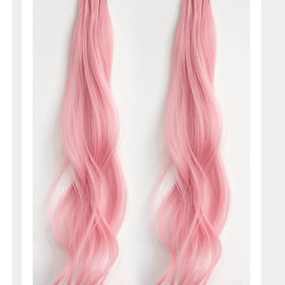 Synthetic Wigs 1 Pair 50Cm Fashion One-piece Slightly Curly Highlights Wig Natural Seamless Hair Accessories