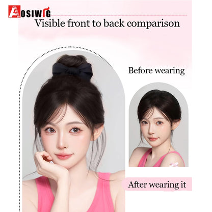 synthetic Half-tie Hair Claw Feather Shuttlecock Head Lazy Meatball Head Crab Clip Wig Catch Clip High Ponytail Hair Accessories