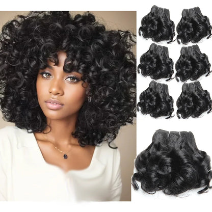 Human Hair Bundles 6 Bundles Ombre Bouncy Curl Bundles For Women Natural Brazilian Hair Weaves 200G For A Full Head Blonde T1B30