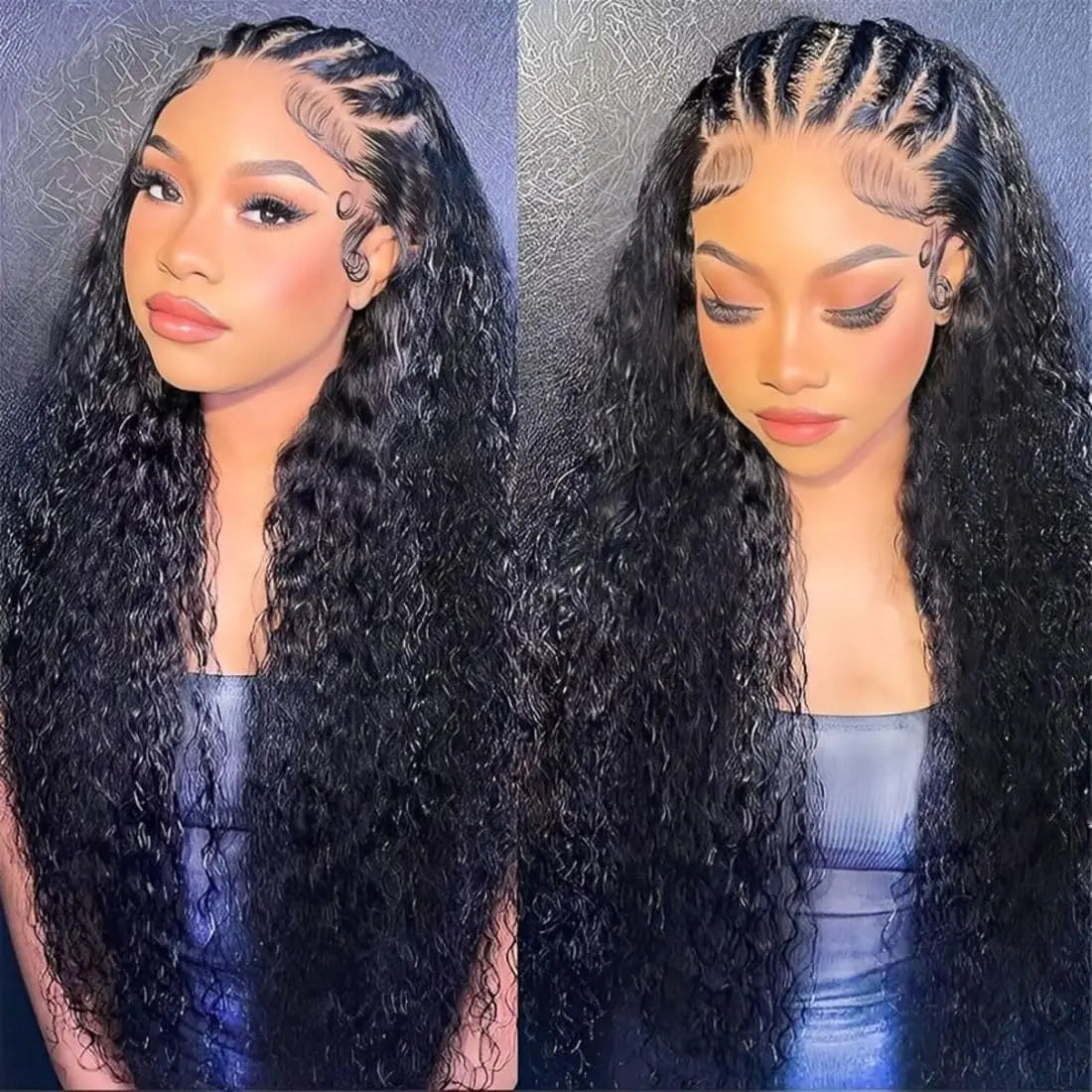 Loose Deep Wave Pre Braided Wigs 13x4 HD Lace Frontal Human Hair Curly Wigs 30 Inch boho braids human hair Water Wave Black Wigs