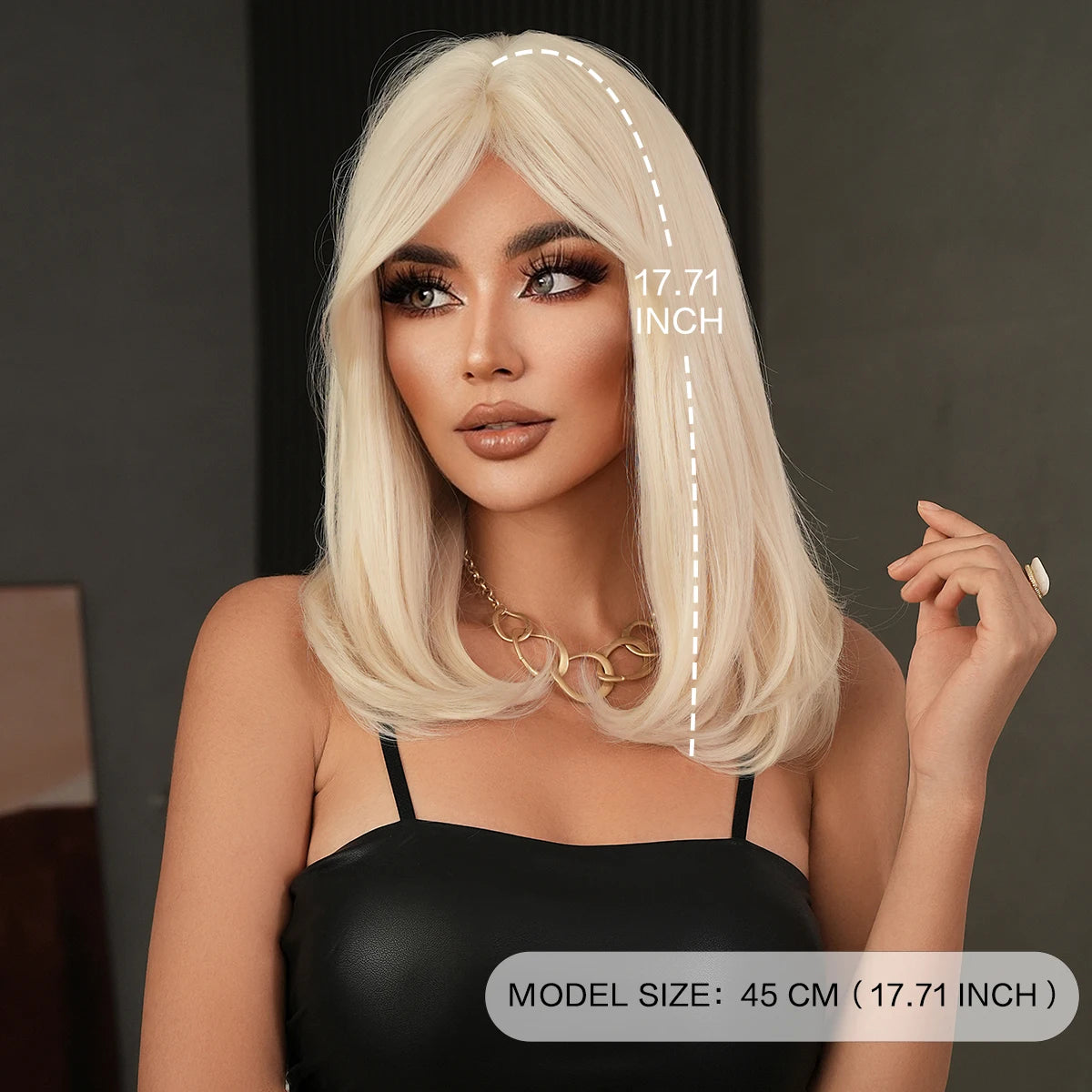 Long Straight Blonde Wig for Women Daily Use High Density Synthetic Layered Hair Wigs with Side Part Bangs Beginner Friendly