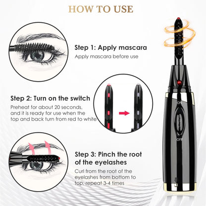 Electric Eyelash Curler For Instant Glam Long Lasting Natural Eyelash Comb Heated Lash Curling Tools