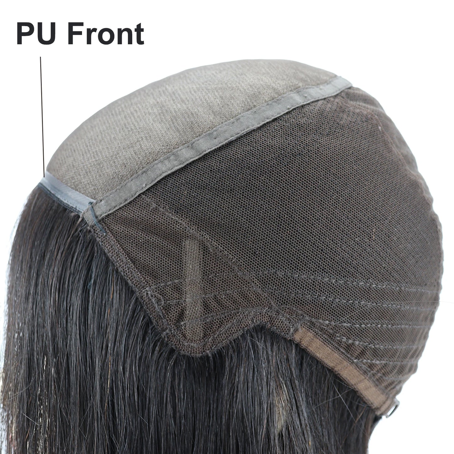 Full Lace Silk Base Wig with PU Front 18" Remy Human Hair Wig for Women Natural Black Silk Top Glueless Wig Natural Scalp