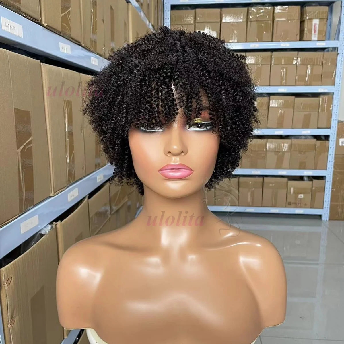 Afro Kinky Curly 100% Human Hair Full Machine Explosive Head Wigs High Quality Brazilian Virgin Hair Wig For Black Women Daily