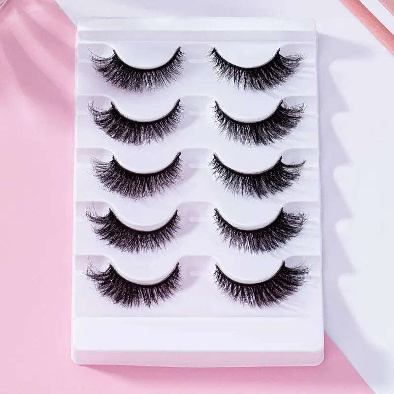 7 Pairs Pack 3D Wispy Cat Eye Fake Lashes Natural Look