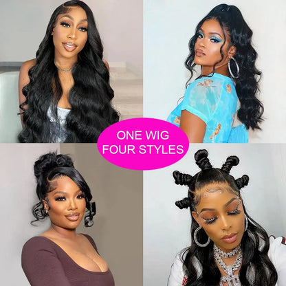 360 Full HD Lace Front Wig Body Wave Hair Wig with Baby Hair Pre-Plucked 100% Human Hair Wig Natural Black Color For Women
