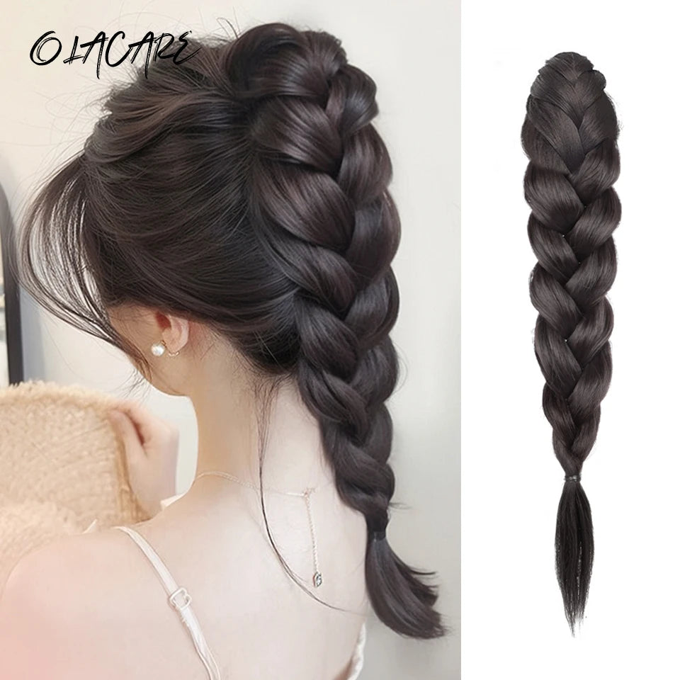 Ponytail Extension Bow Claw Curly Wavy Clip in Hairpiece Ponytail Hair Extensions Long Pony Tail Synthetic for Women Girl Daily