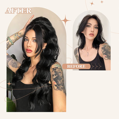 Ponytail Extension 24Inch Long Natural Wavy Drawstring Pony tail for Women Synthetic Heat Resistant Hairpiece for Daily Use part