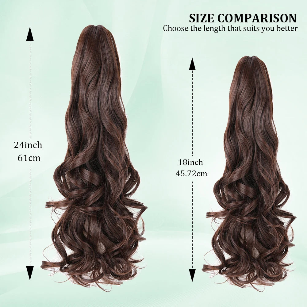 Ponytail Extension Synthetic Claw Clip in Hairpiece Curly Wavy Ponytail Hair Extensions Long Pony Tail Hairpiece for Women