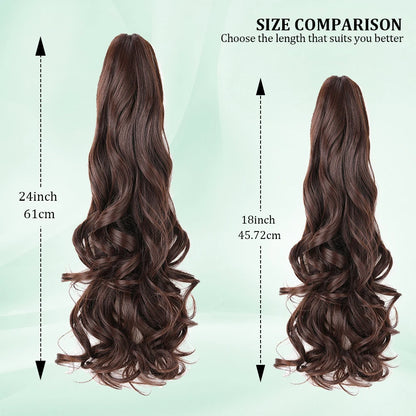 Ponytail Extension Synthetic Claw Clip in Hairpiece Curly Wavy Ponytail Hair Extensions Long Pony Tail Hairpiece for Women