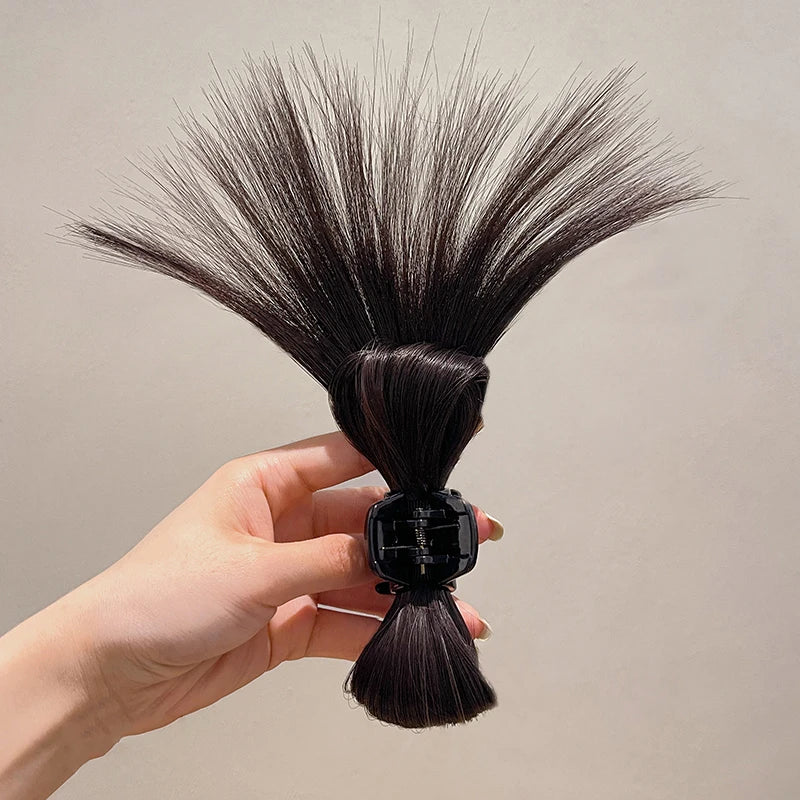 Women Half-tie Hair Claw Feather Shuttlecock Head Lazy Meatball Head Crab Clip Wig Catch Clip High Ponytail Hair Accessories