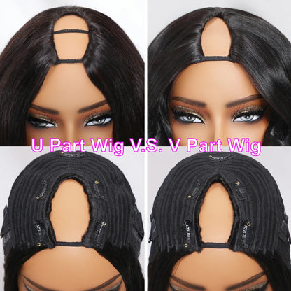 UNice Hair Upgraded Body Wave U Part Wig / V Part Wig With Elastic Drawstring 100% Human Hair Upart Wig Minimal Leave Out