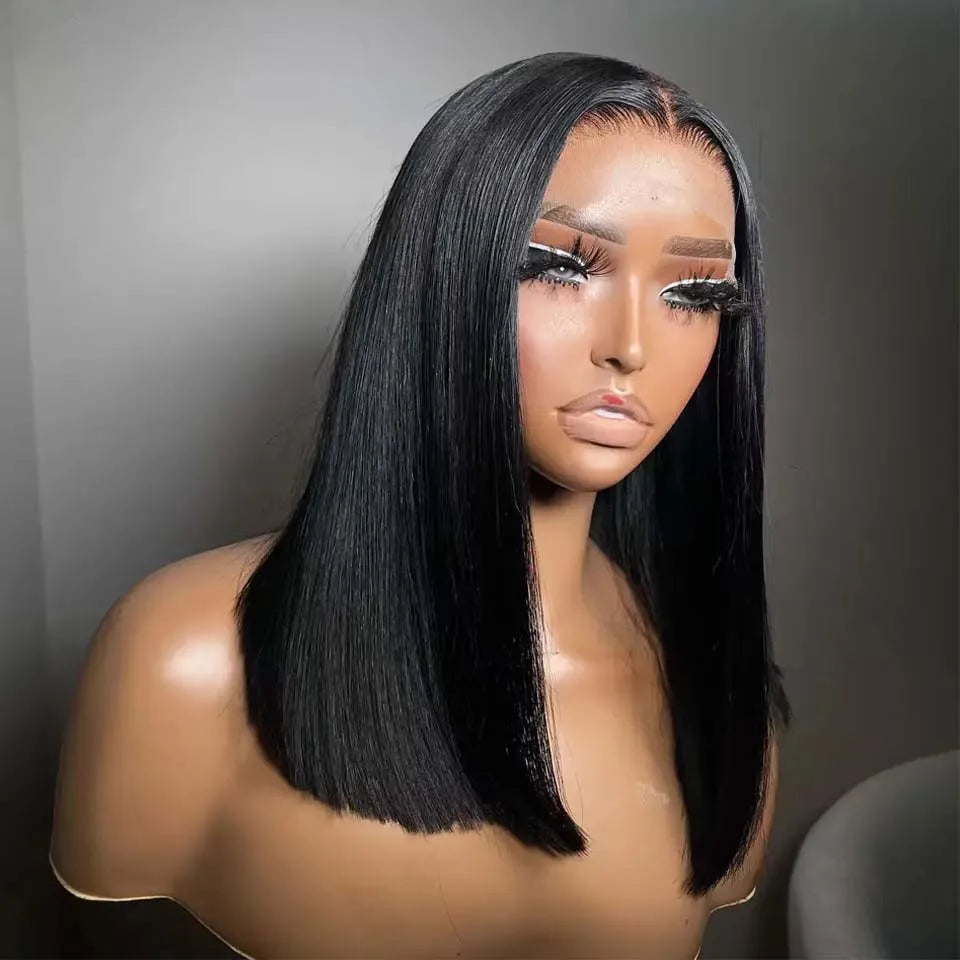 14 Inch Short Straight Bob Wig Human 13x4 Lace Transparent 150%  Frontal Hair Bob Wig PrePlucked Lace Front Human Hair Wigs