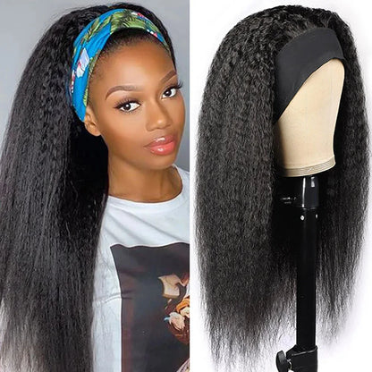 Women's Headband Wig Human Hair Straight Brazilian Wigs For Black Women Remy Full Machine Made Fast Delivery