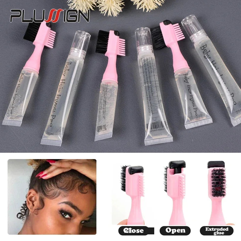 *Hair Styling Edge Control Gel With Brush For Baby Hair Portable Hair Fixative Gel Hair Cream For Natural Hair Africa 10Ml