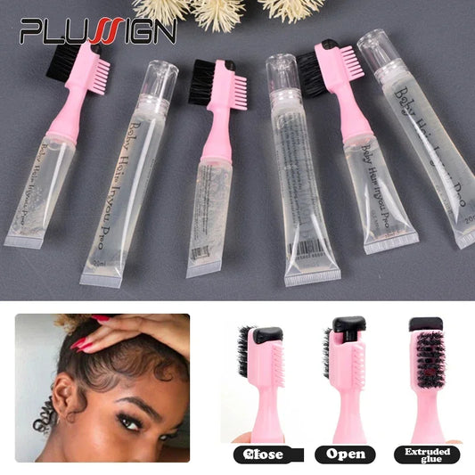 *Hair Styling Edge Control Gel With Brush For Baby Hair Portable Hair Fixative Gel Hair Cream For Natural Hair Africa 10Ml
