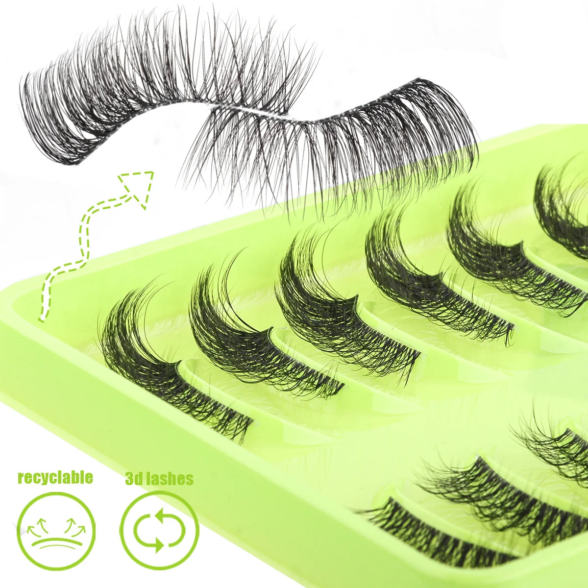 3D Mink Lashes 3/10 Pairs Cat Eye Half Lashes Natural Long False Eyelashes Strip Makeup Soft Fake Eyelash Extension Make Up Tool