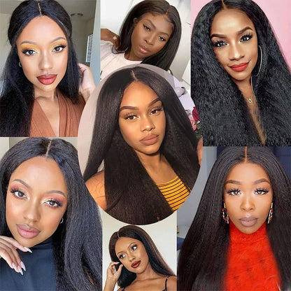 12A Raw Indian Kinky Straight 3 Bundles With Closure Human Hair Bundles With HD Frontal Yaki Straight Weave Bundles With Frontal