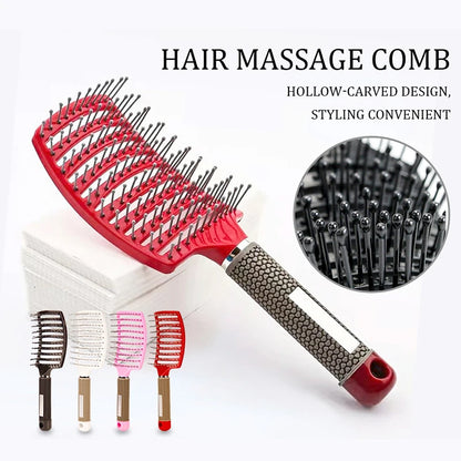 Hair Scalp Massage Comb Nylon Hairbrush Anti-Static Wet Curly Detangle Hair Brush Girls Salon Hairdressing Styling Brush Tool