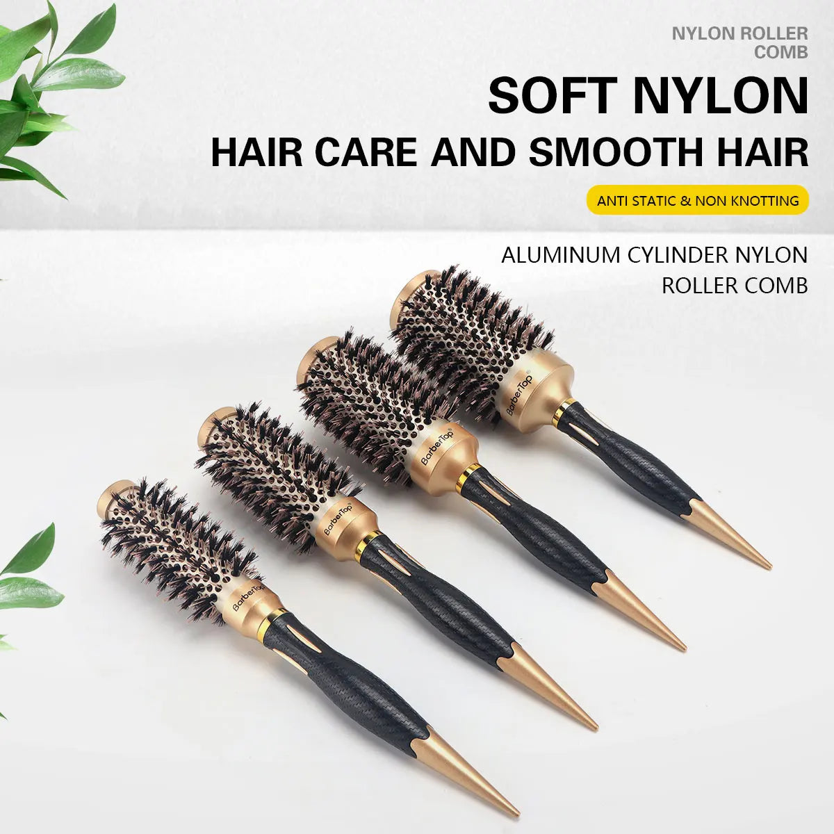 New Handle Round Rolling Brush Straight Twill Hair Comb Boar Bristle Round Barrel Hair Curling Brush Hairdressing Styling Tool