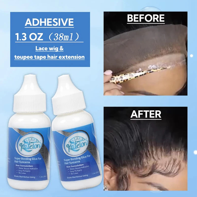Waterproof Lace Wig Glue 1.3Oz Strong Hold Hair Glue For Hair Systems White Liquid Adhesive Glue For Toupee Durable Weave Glue