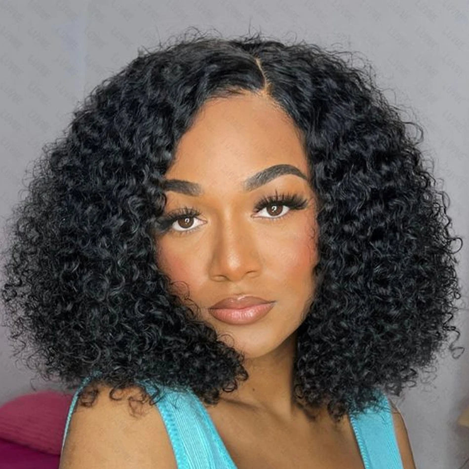 Mongolian Kinky Curly Wig Human Hair 13x4 Curly Lace Front Human Hair Wigs Deep Curly Lace Closure Wig For Women 180 Density