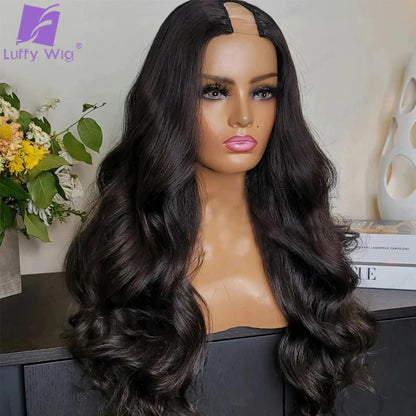 U Part Wig Body Wave Human Hair Wigs 100% Human Hair Brazilian Wavy V Part Wig V Shape Glueless Wig Mininal Leave Out 180Density
