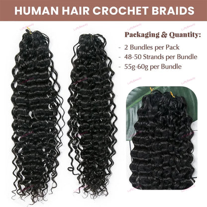 Curly Crochet Human Hair Extensions Knotless Pre-Separated Human Hair Water Wave Feather Hair Extensions 120g 100strands
