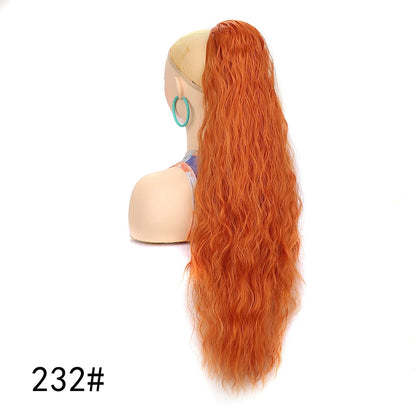 Ponytail Extension 30 Inch Extra Long Drawstring Wavy Curly Ponytails Black Brown Synthetic Fiber Fake Hair piece for Women
