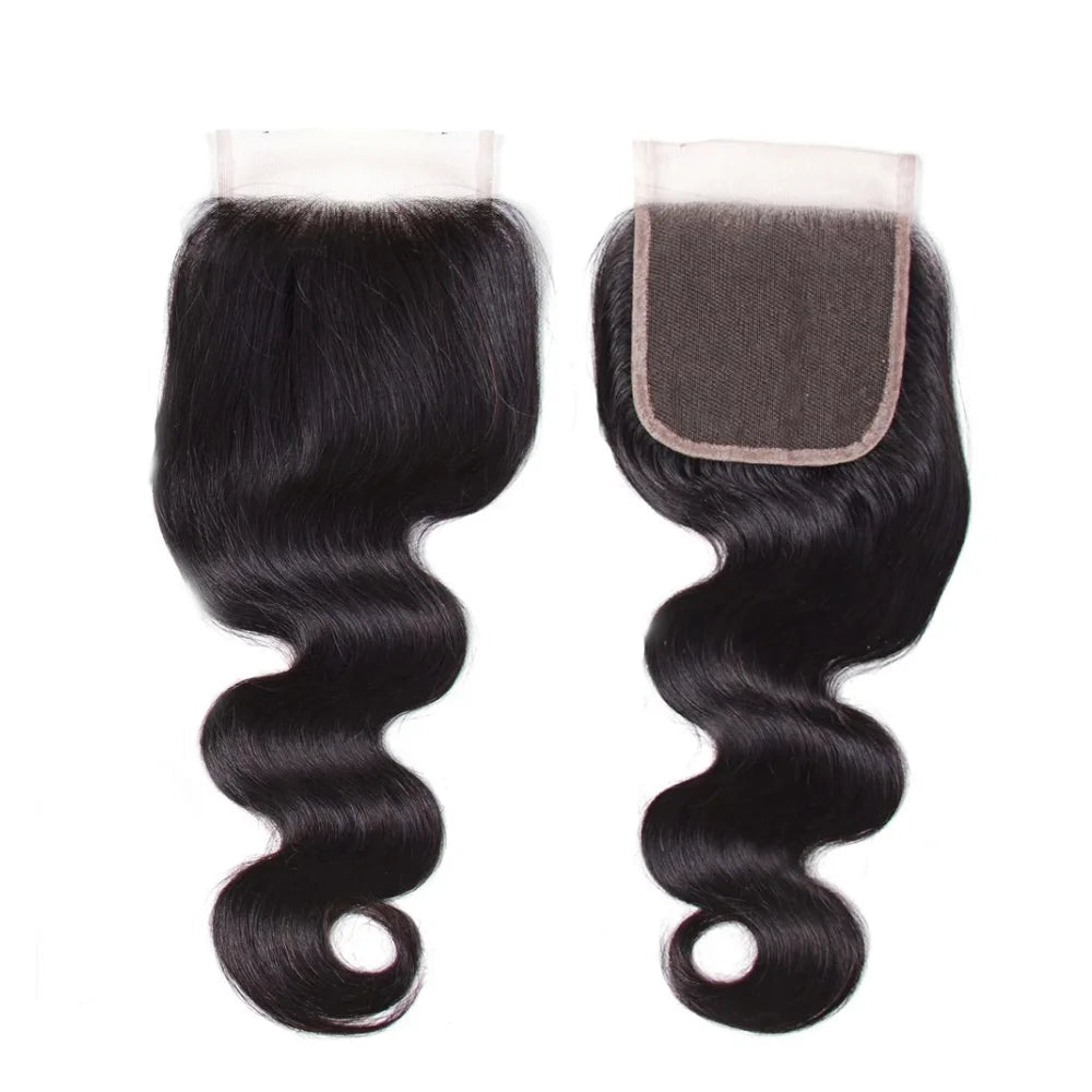 Indian Body Wave Virgin Hair Weaves 3 Bundles With 4*4 Lace Closure Natural Unprocessed Virgin Human Hair Extensions