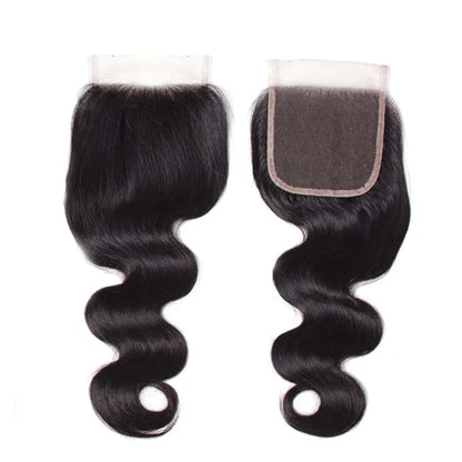 Indian Body Wave Virgin Hair Weaves 3 Bundles With 4*4 Lace Closure Natural Unprocessed Virgin Human Hair Extensions