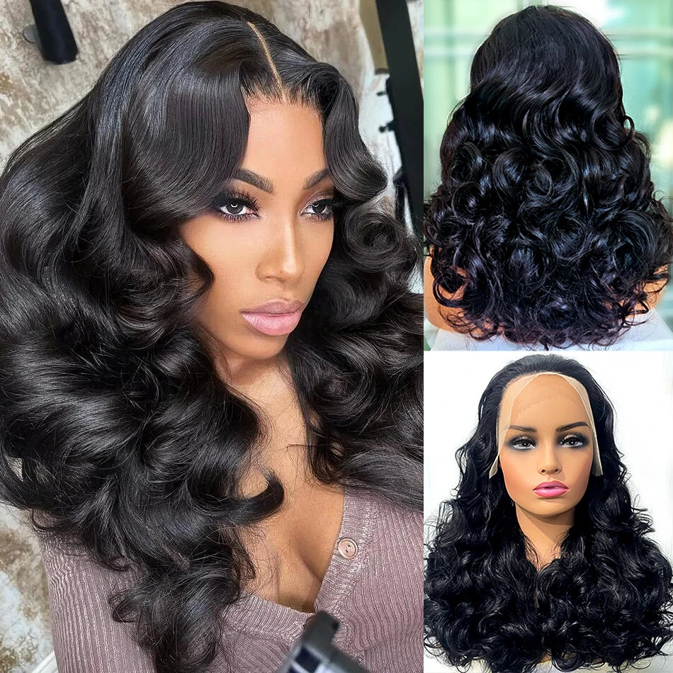100% Unprocessed Indian Hair Double Drown Bouncy Loose Body Wave 13x4 Lace Frontal 4x4 Lace Closure HD Glueless Wig 250% Density