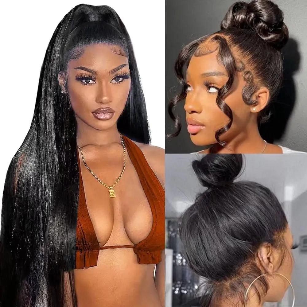 360 Full Lace Wig 13x6 Lace Front Human Hair Wigs For Women 30 34 Inch Brazilian Bone Straight Transparent Lace Frontal Wig 200%